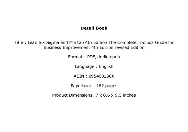lean six sigma and minitab (4th edition)